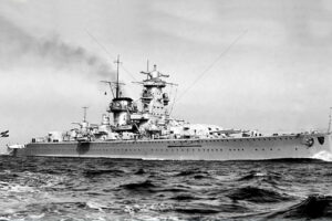 German battleship Tirpitz firing a salvo in 1941 6" x 4" Photo Print