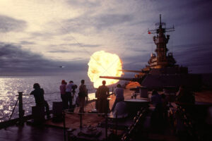 USS Iowa firing a shell 6" x 4" Photo Print