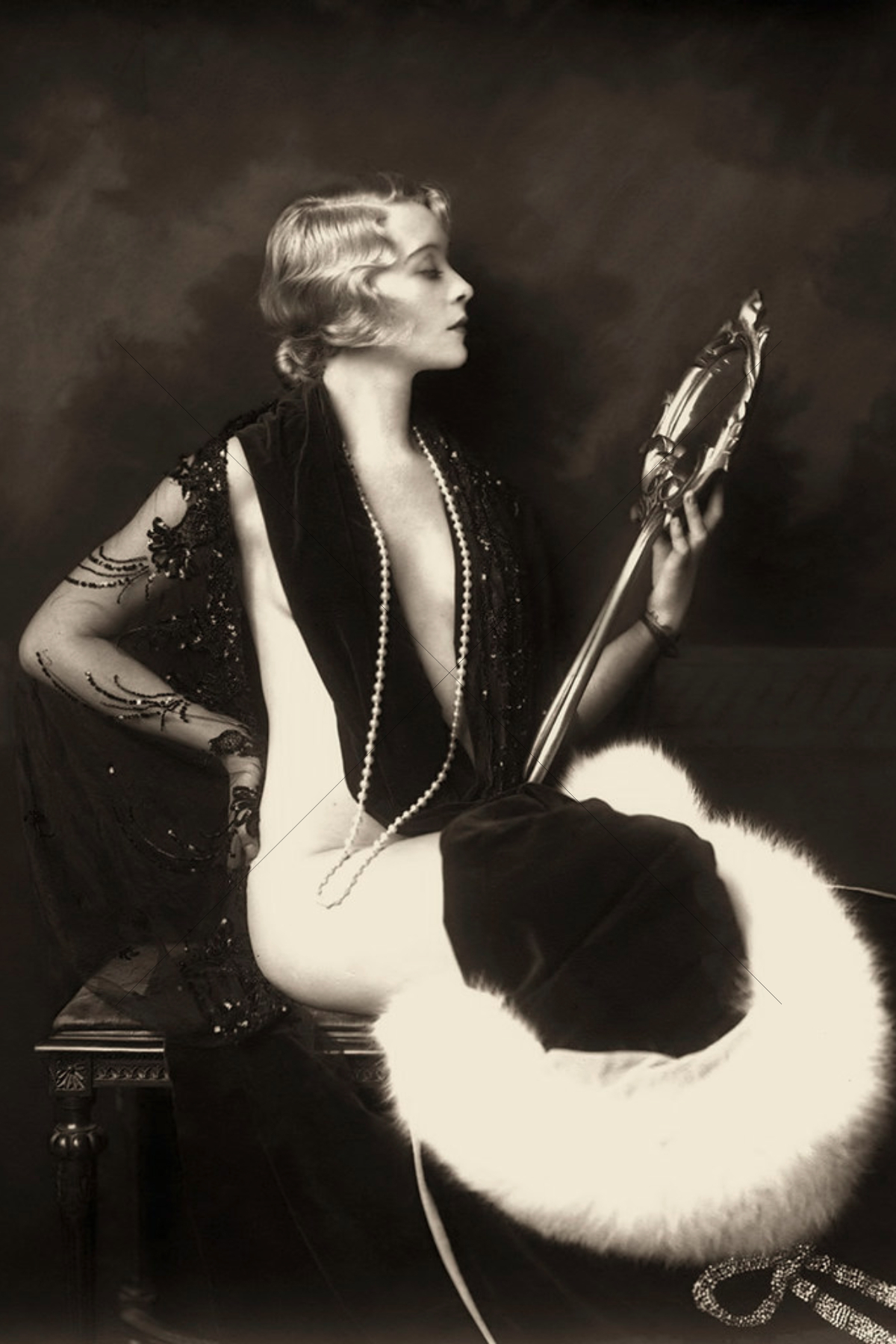 Muriel Finley 1920s Flapper Mirror Pearls 6"x4" Photo Print