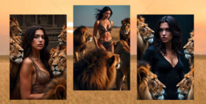 Dua Lipa Surrounded by Lions ? Set of 3 Photo Prints 6" x 4"
