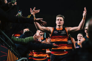 Jordan Dawson Celebrating with Adelaide Crows Fans 6" x 4" Print