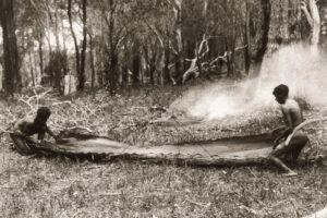 Australian Aboriginals Building Bark Canoe 6" x 4" Photo Print