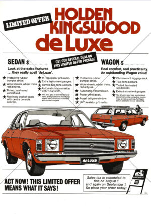 Holden HJ Kingswood de Luxe 1975 From Flyer Brochure A4 Print