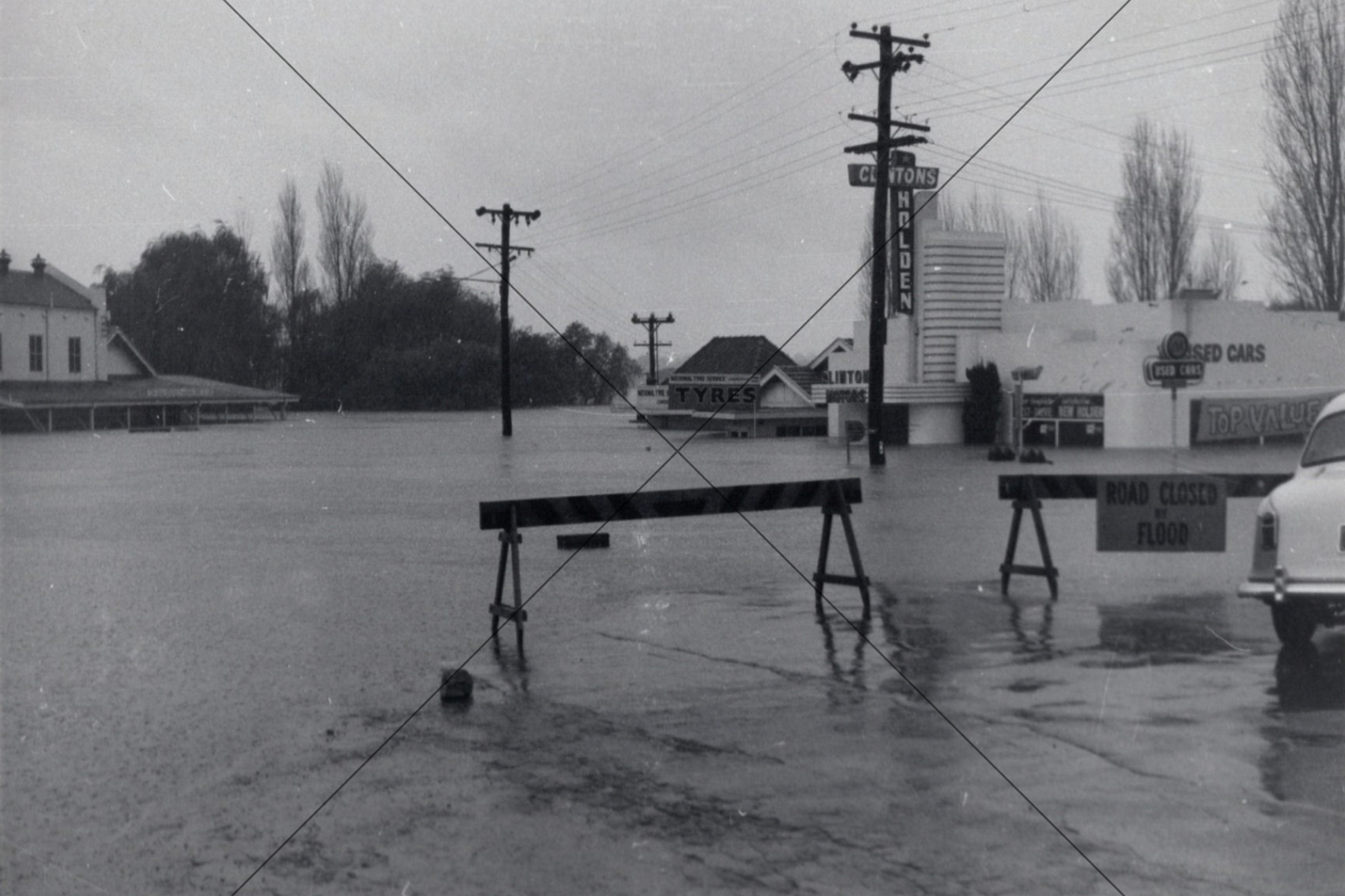 Camden NSW Flood Road Closed Signs 1964 6" x 4" Photo Print