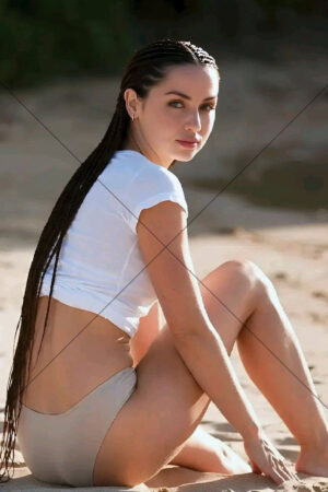 Ana De Armas Beach Pose In White Top 6" x 4" Photo Print