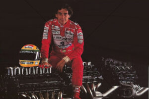 Ayrton Senna In Red Race Suit With Honda Engines 6" x 4" Photo Print