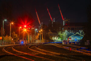 Ballarat - Rail Yards And Red Cranes Night 6" x 4" Photo Print