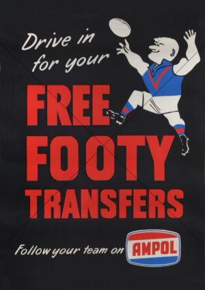 Ampol Free Footy Transfers Service Station Sign 1960s A4 Print
