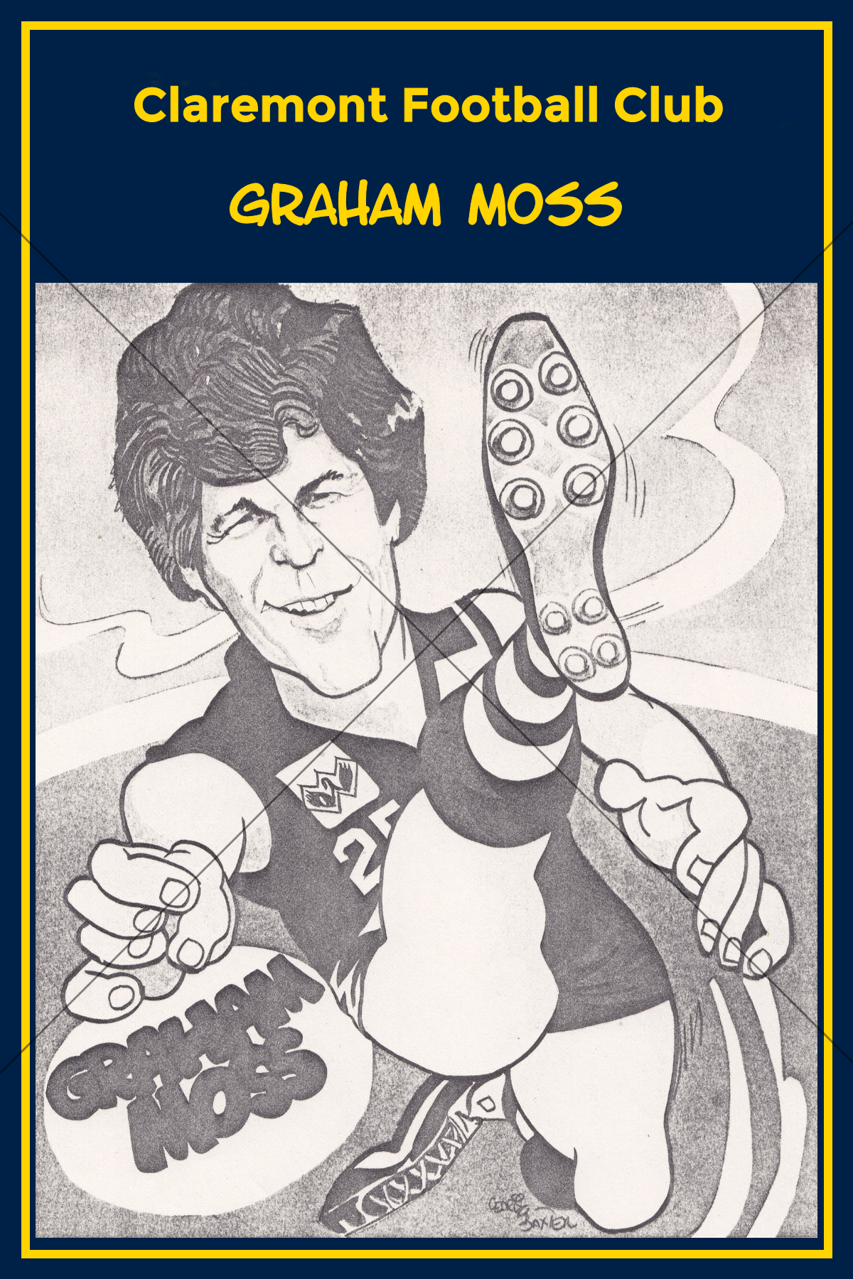 Graham Moss WAFL Footballer Caricature 6" x 4" Photo Print