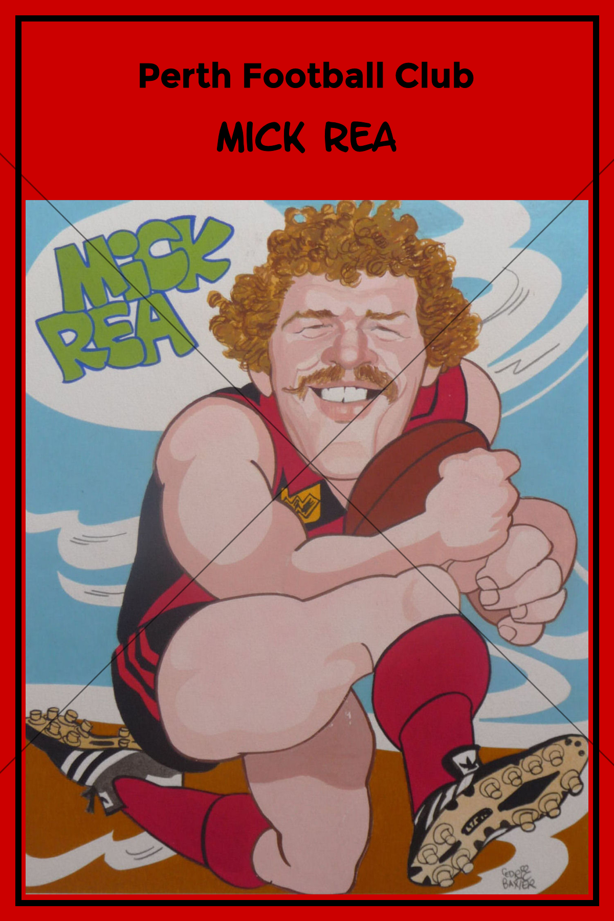Mick Rea Perth Football Club Caricature 6" x 4" Photo Print