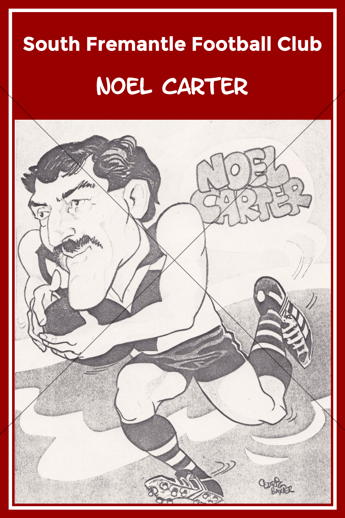 Noel Carter South Fremantle Football Club Caricature 6" x 4" Photo Print