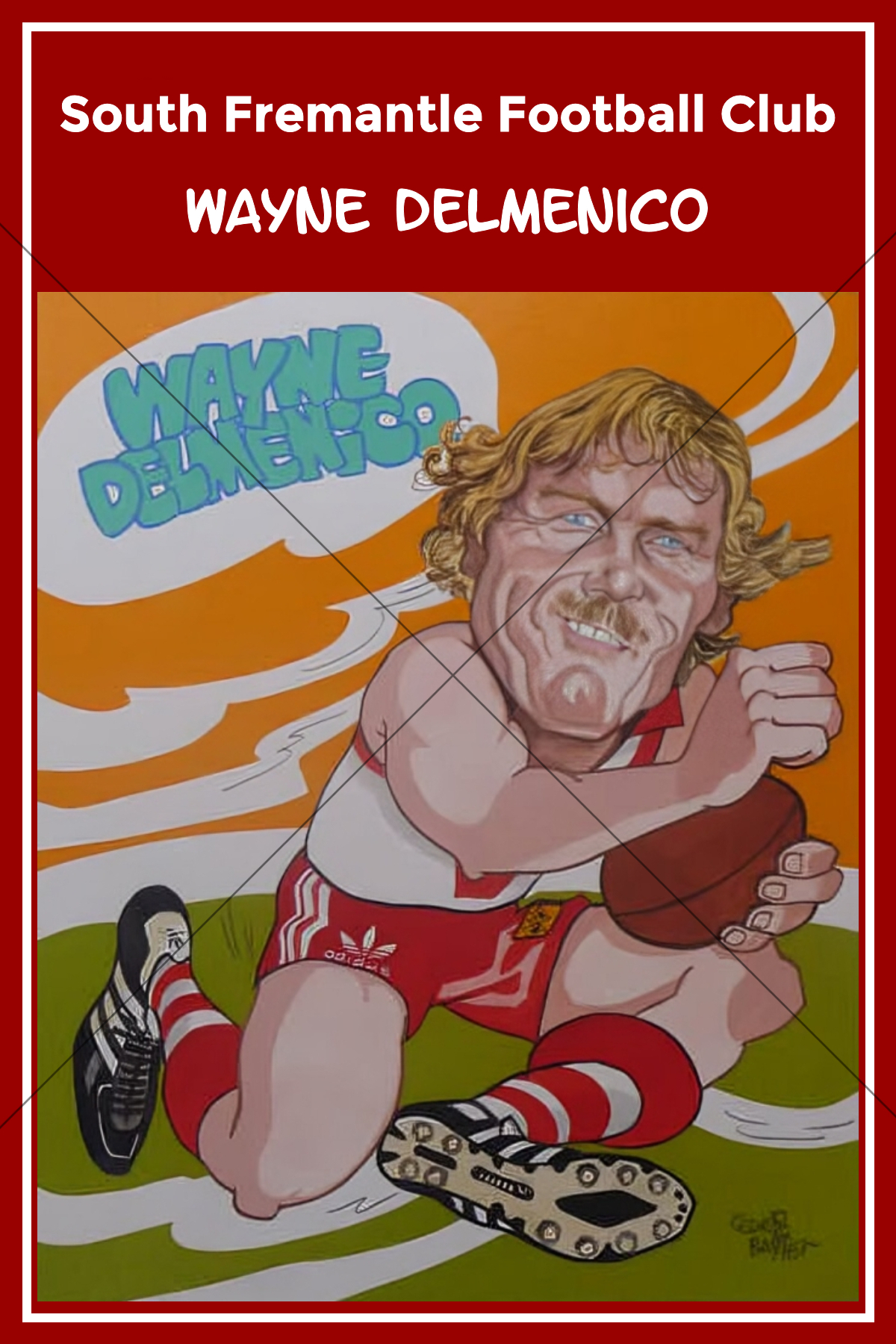 Wayne Delmenico Colour South Fremantle Caricature 6" x 4" Photo Print