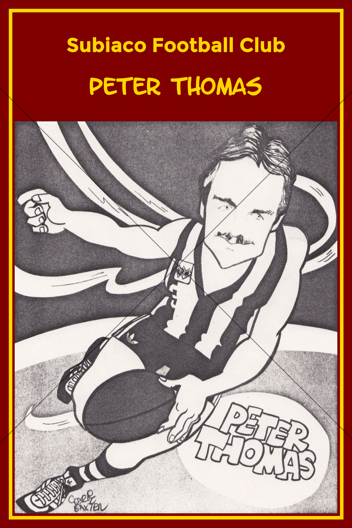 Peter Thomas Subiaco Football Club Caricature 6" x 4" Photo Print
