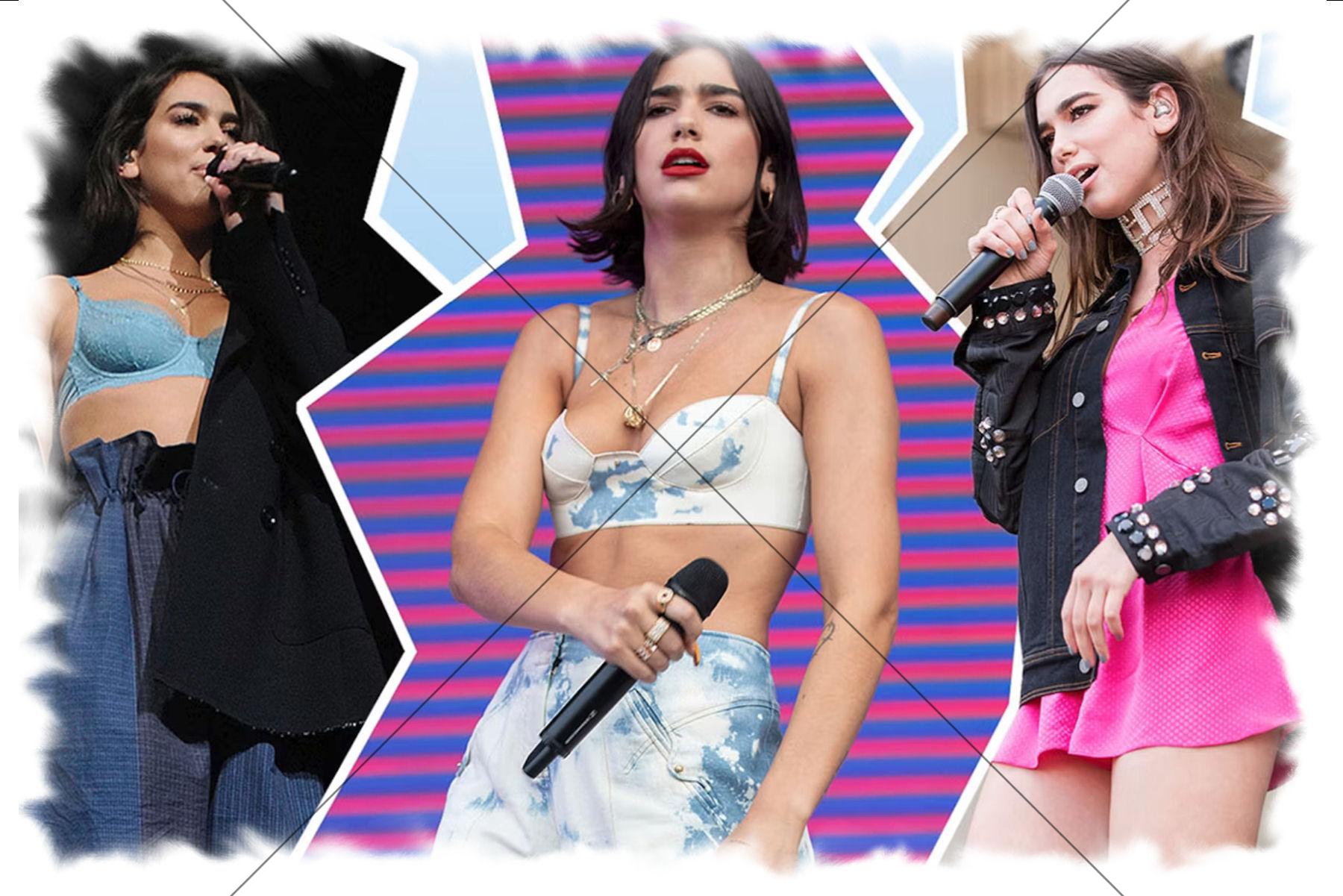 Dua Lipa On Stage Collage Postcard