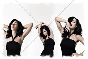 Katy Perry Black Dress Collage Postcard