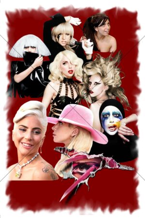 Lady Gaga Iconic Looks Collage Postcard