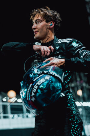 George Russell Holding Helmet Post-Session 6" x 4" Photo Print