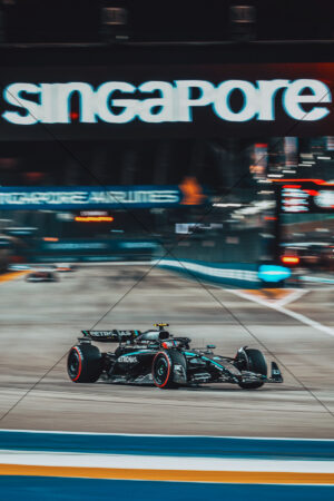 George Russell Mercedes Under Singapore Lights 6" x 4" Photo Print
