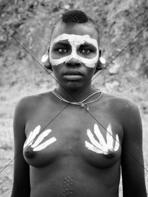 Ethiopia Surma Girl With White Body Paint 6" x 4" Photo Print