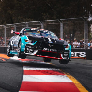 V8 Supercars - Chaz Mostert Optus Mustang All Four Wheels Up 6" x 6" Photo Print