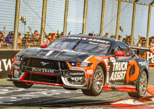 Ryan Wood Truck Assist Mustang Leaps Kerb A4 Poster Print