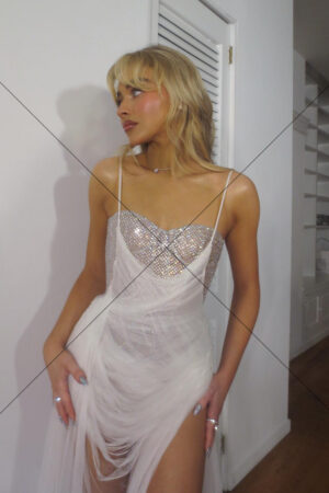 Sabrina Carpenter White Tulle Crystal Dress Side Profile 6" x 4" Photo Print