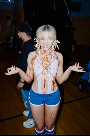 Sabrina Carpenter Winking Gym Outfit Fake Blood 6" x 4" Photo Print