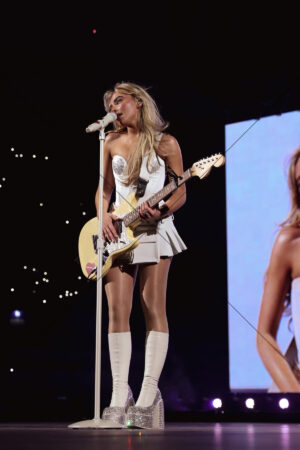 Sabrina Carpenter White Dress Guitar Performance 6" x 4" Photo Print