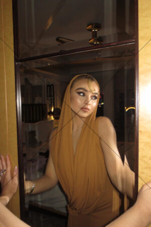 Sabrina Carpenter Gold Hooded Gown Mirror Portrait 6" x 4" Photo Print