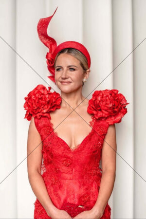 Michelle Payne Red Floral Shoulder Dress 6" x 4" Photo Print