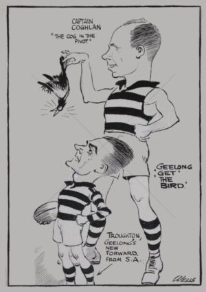 Captain Coghlan And Troughton Geelong Magpie Cartoon A3 Poster Print