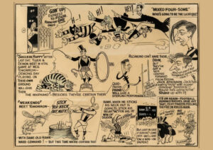 VFL Mixed Four Some Tigers Demons Hawks Cartoon A3 Poster Print