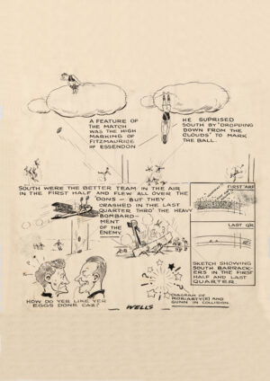 Essendon v South High Marking And Air Raid Cartoon A3 Poster Print
