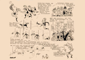 Carlton v Fitzroy Rattray Six Goal Barrage Cartoon A3 Poster Print