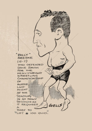 Billy Meeske Heavyweight Wrestling Champion Cartoon A3 Poster Print