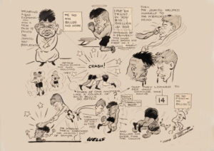 Jamito v McBride Boxing Knockout Crash Cartoon A3 Poster Print