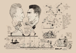 Chas Ring v Smasher Stewart Middleweight Champ Cartoon A3 Poster Print