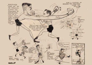 Spargo v Kramer Mop Up Boxing Contest Cartoon A3 Poster Print