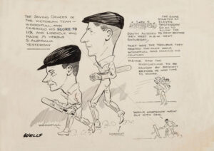 Bill Woodfull And Liddicut Victorian Cricket Cartoon A3 Poster Print