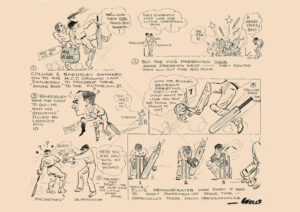 Collins Bardsley Christmas Box Cricket Cartoon A3 Poster Print