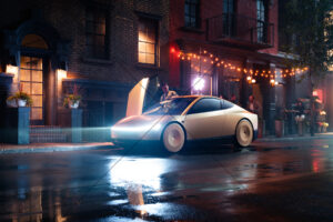 Tesla Cybercab Night Cafe Scene With Driver 6" x 4" Photo Print