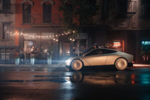 Tesla Cybercab Night Cafe Street Reflections 6" x 4" Photo Print