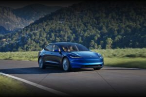 Tesla Model 3 Performance Blue Mountain Drive 6" x 4" Photo Print