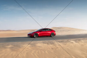 Tesla Model 3 Performance Red Desert Sweep 6" x 4" Photo Print