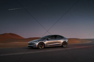 Tesla Model 3 Performance Grey Desert Night 6" x 4" Photo Print