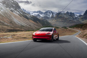 Tesla Model 3 Performance Red Alpine Road 6" x 4" Photo Print