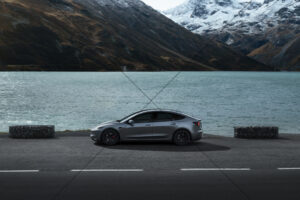 Tesla Model 3 Performance Grey Lakeside Profile 6" x 4" Photo Print