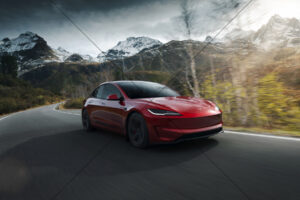 Tesla Model 3 Performance Red Mountain Curve 6" x 4" Photo Print