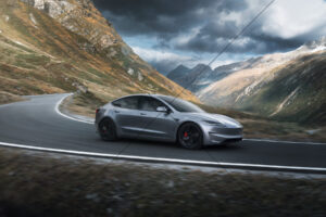 Tesla Model 3 Performance Silver Forest Aerial 6" x 4" Photo Print