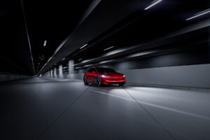 Tesla Model 3 Performance red in tunnel 6" x 4" Photo Print